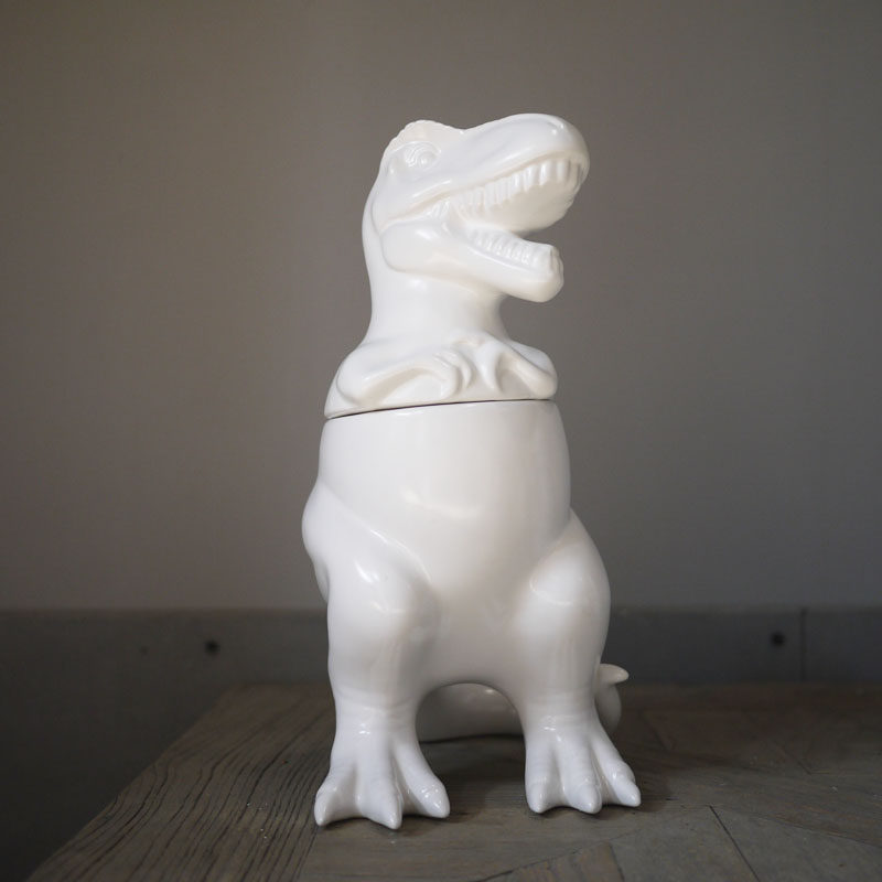 时光印记/北欧风格设计师款哑光白霸王龙储物罐/装饰品恐龙/摆件