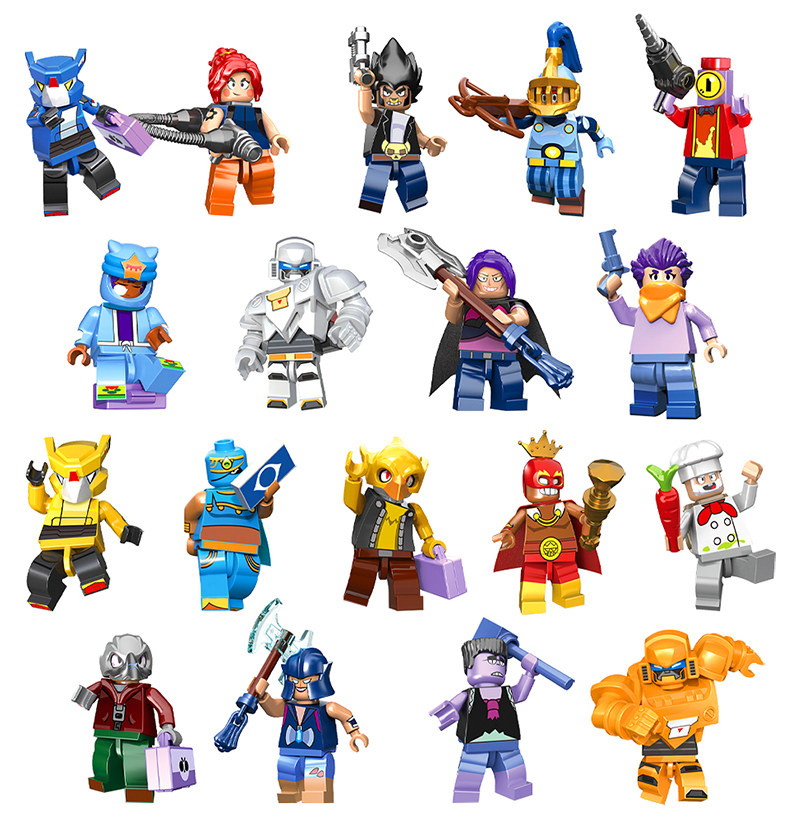 狂野乱斗荒野积木人仔兼容乐高拼装黑鸦里昂射手韩国公仔摆件玩具