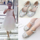女童凉鞋2023新款时尚韩版夏季真皮包头儿童水晶鞋表演高跟公主鞋