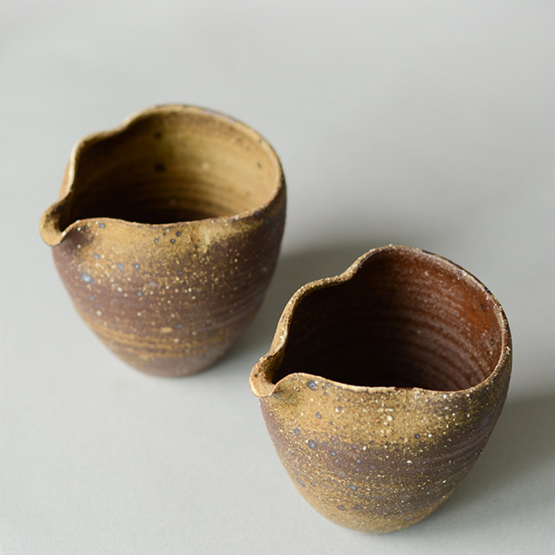 粗陶公道杯茶具景德镇纯手工原矿老岩泥葫芦形复古拙朴茶海分茶器