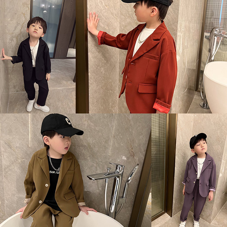 男童西装外套2023春季新款洋气韩版儿童西服休闲时尚气质男童套装