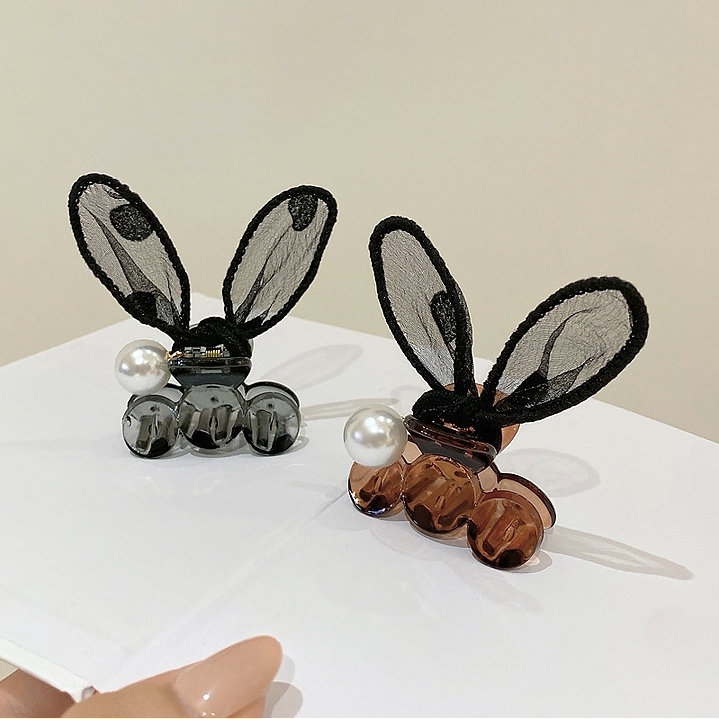 黑色刘海抓夹小号可爱兔耳朵发夹女秋冬网红2020年新款发卡子头饰