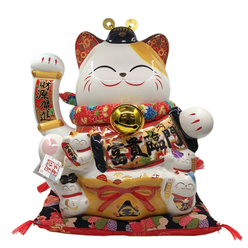 金石工坊富贵临门财神招财猫电动摇手猫大号客厅餐厅摆件开业礼品_9折