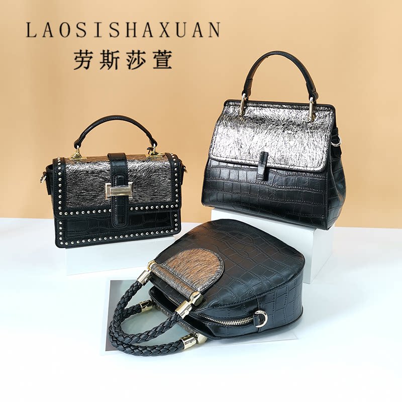 热销劳斯莎萱_2019新款劳斯莎萱专柜正品真皮爆裂牛皮女包百搭手提斜