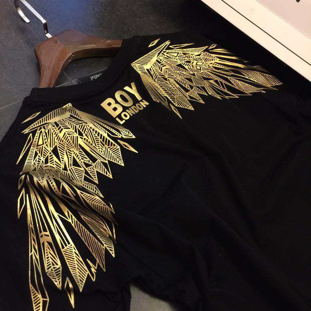 潮牌2022新款boy短袖男女t恤情侣款烫金翅膀宽松圆领老鹰纯棉半袖