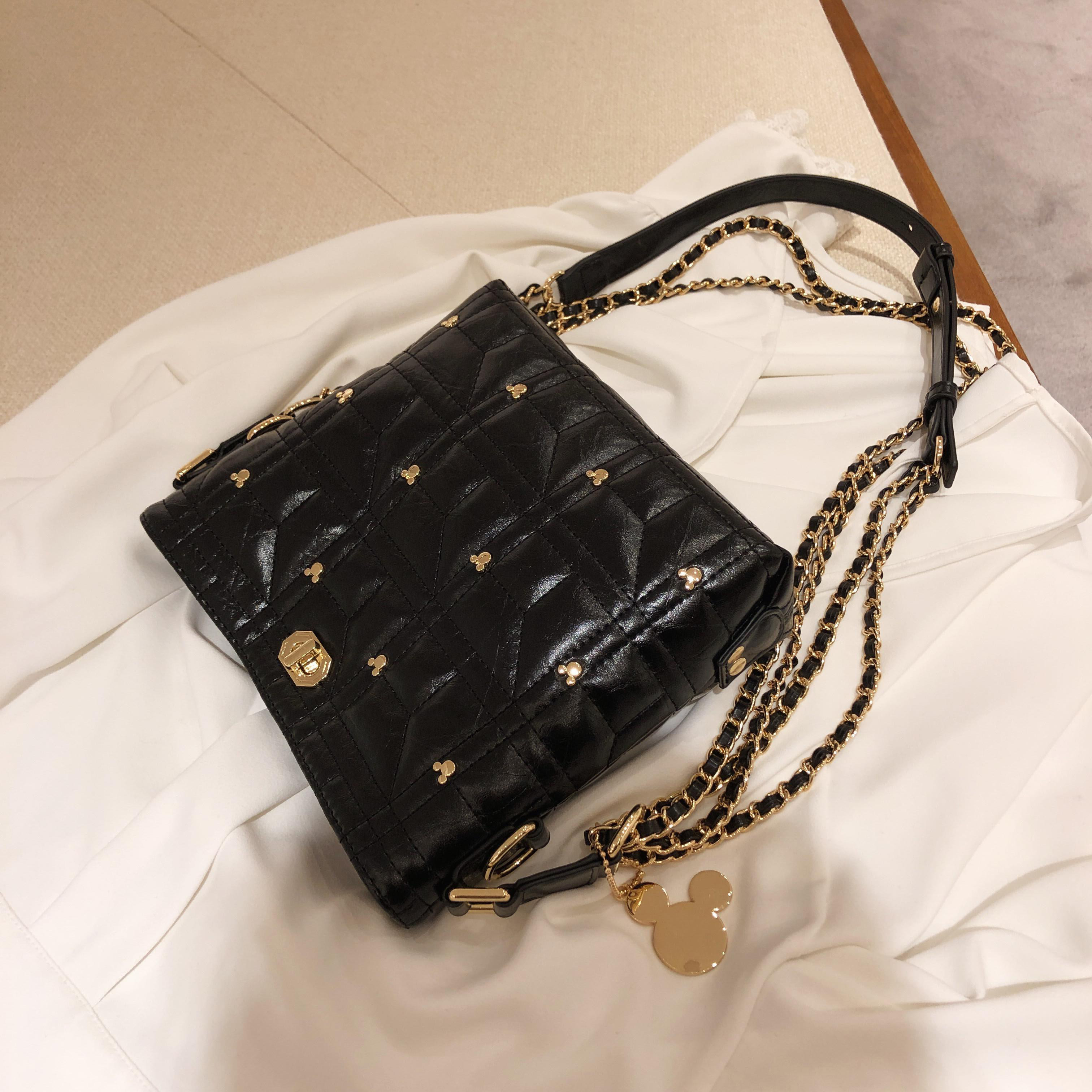 南风迪士尼合作款 米奇菱格流浪包包女2019新款双链条单肩斜挎包