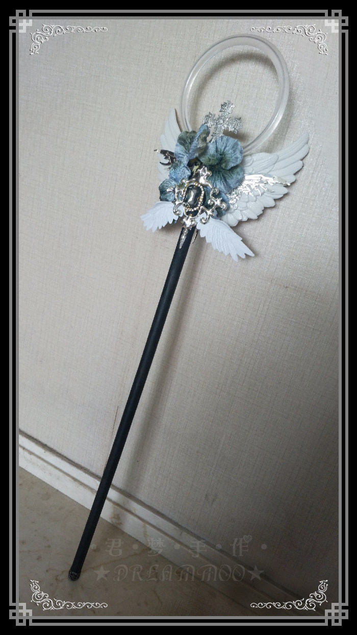 【水】原创lolita手作手杖 哥特搞死系皇冠乌鸦权杖魔杖