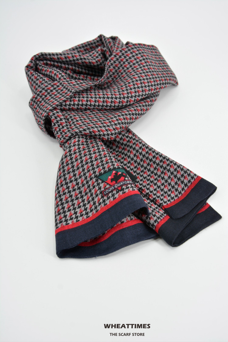 法意单/高支纯新羊毛男士秋冬印花围巾/wool scarf exp france