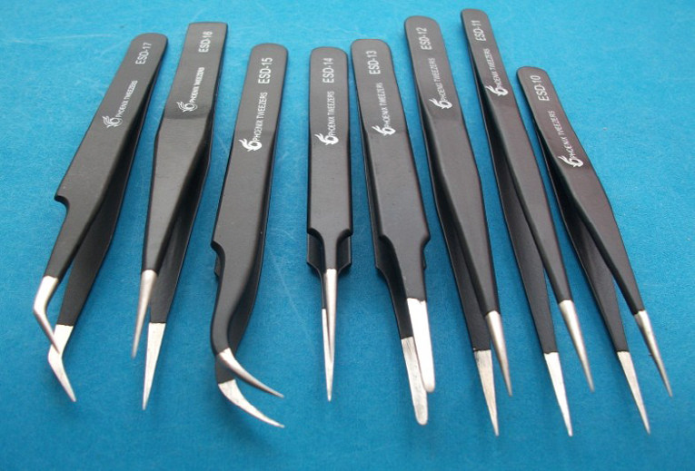 启程防静电塑料镊子电子厂夹子尖头电子工具弯头维修防静电直销