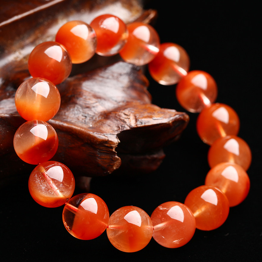 53.05g珠径13mm纯天然极品红兔毛手链 晶体温润 增加自信 收藏款