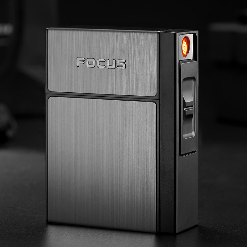 FOCUS焦点烟盒打火机升级版换丝YH035C男士整包烟盒20支装刻字