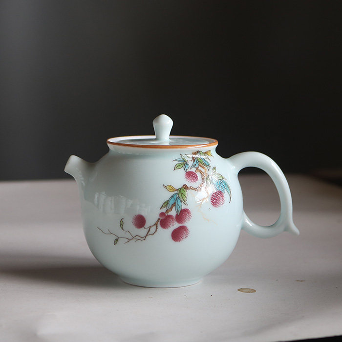 家用陶瓷茶壶小号功夫茶具泡茶壶中式过滤壶粉青单壶手抓把壶250