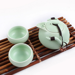 特价定窑快客杯陶瓷旅行茶具套装便携包一壶两杯功夫茶具茶壶茶杯