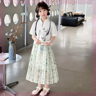 马面裙女大童套装夏季2024新款中式国风小女孩汉服夏款初中生唐装