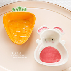 【童话之旅】陶瓷餐具甜品零食水果沙拉小白兔盘子 胡萝卜兔子碗