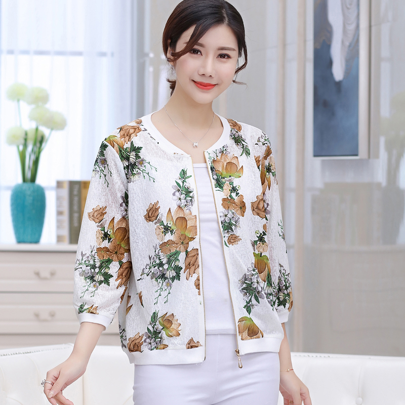 40-50 mom Sleeve Summer wear Thin section Short coat new pattern Middle and old age Women's wear Jacket jacket air conditionerin the Women's clothing/Boutique , Lace shirt/Chiffon shirt category - from Buy2taobao.com to provide professional Taobao agent buy service