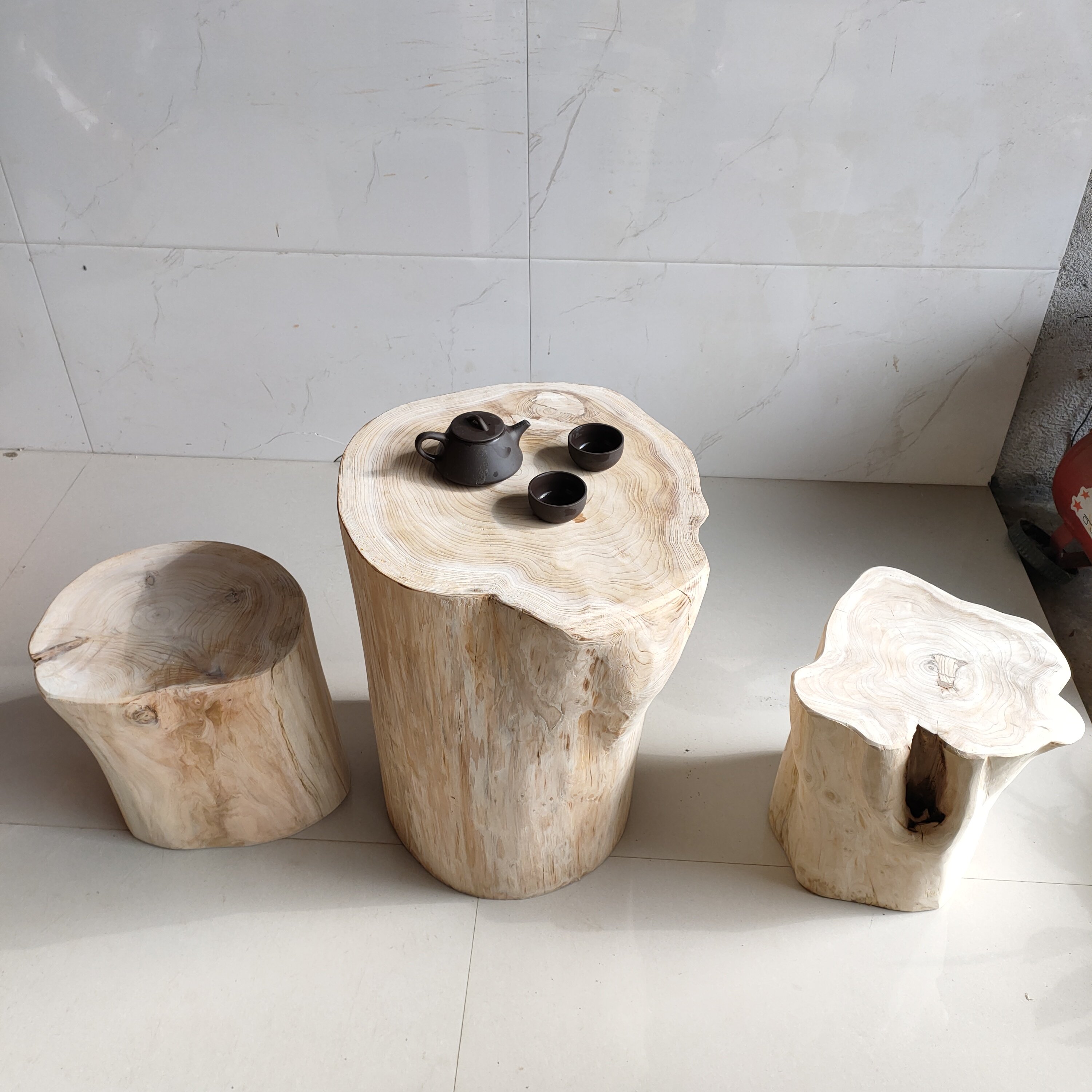 北欧实木圆凳原木树桩木桩摆件客厅