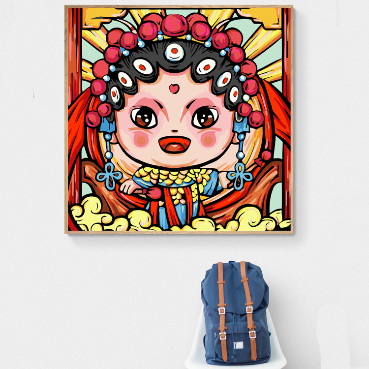 青馥diy数字油画填色画国潮风卡通动漫手工手绘画客厅卧室装饰画