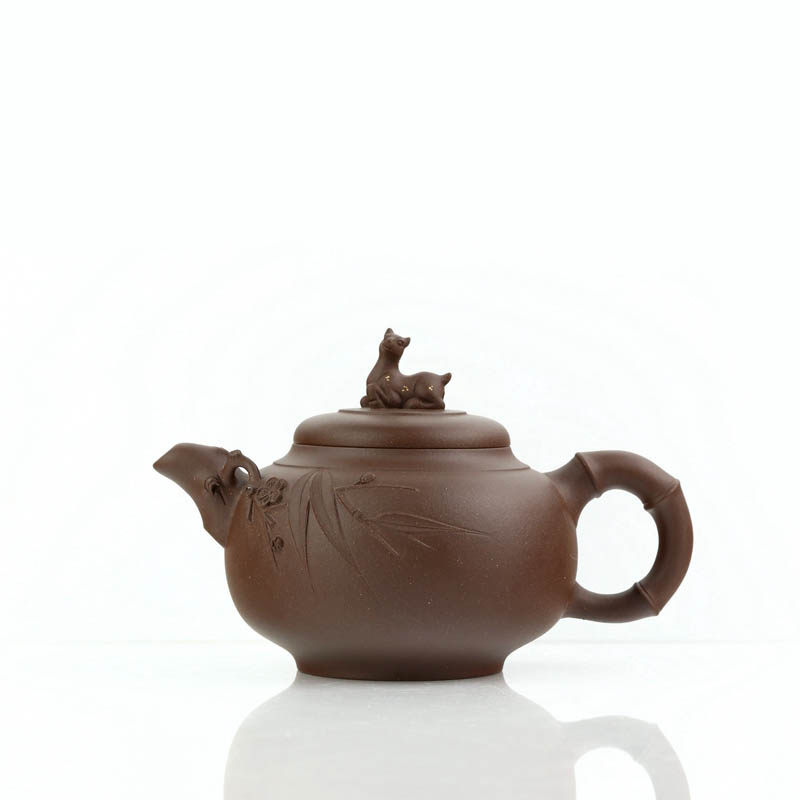 双十一紫砂陶瓷紫砂壶专场 【梅花鹿六方竹节套壶】薛锋 国家级工艺