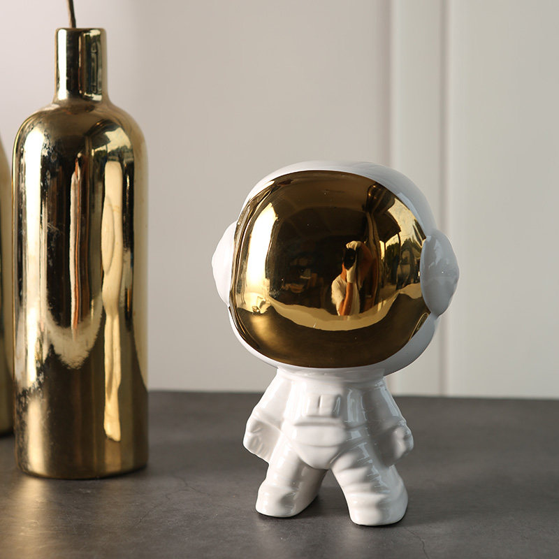 北欧ins风陶瓷太空人家居客厅摆件 q版宇航员软装样板间桌面摆件