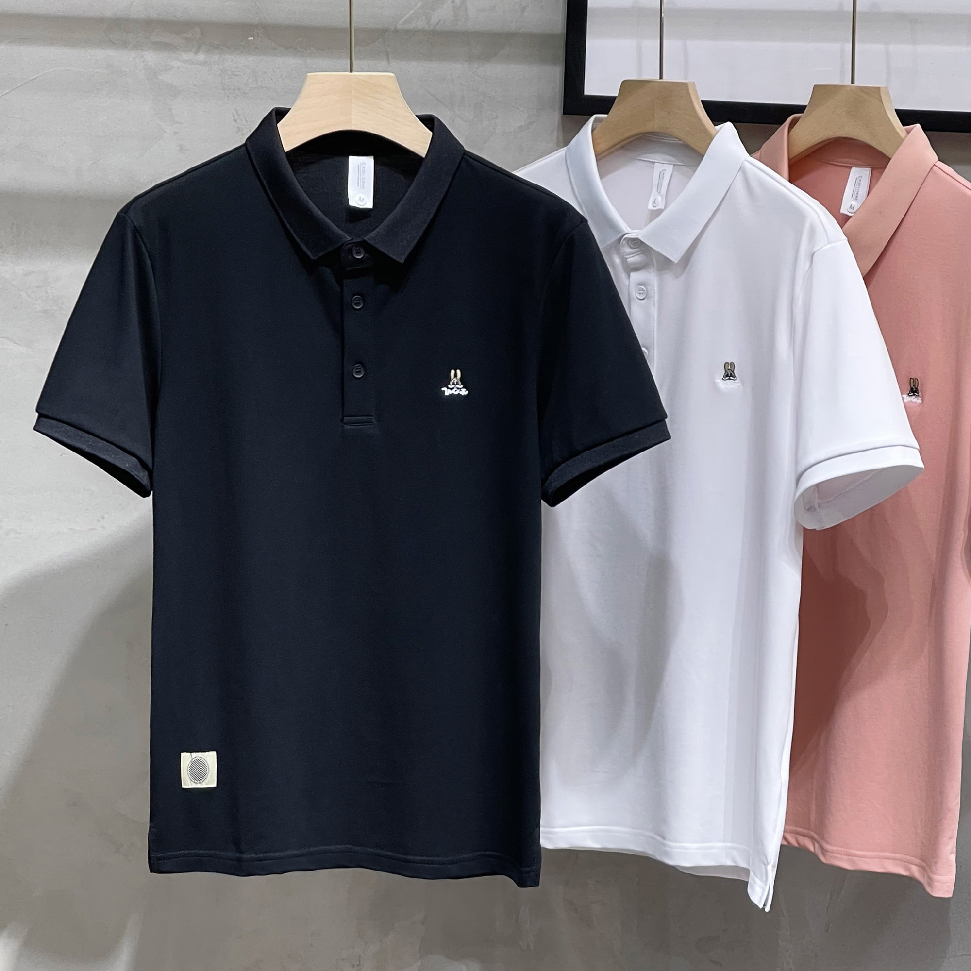 简约小图刺绣帅气翻领高端polo衫男潮流牌夏季带有领t恤男士短袖