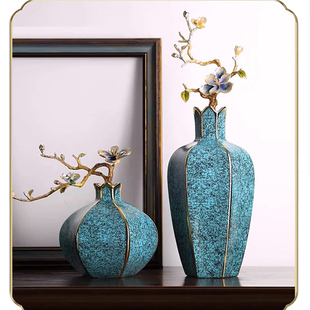 新中式珐琅彩摆件家用客厅装饰品玄关酒柜高级感轻奢高档复古花瓶
