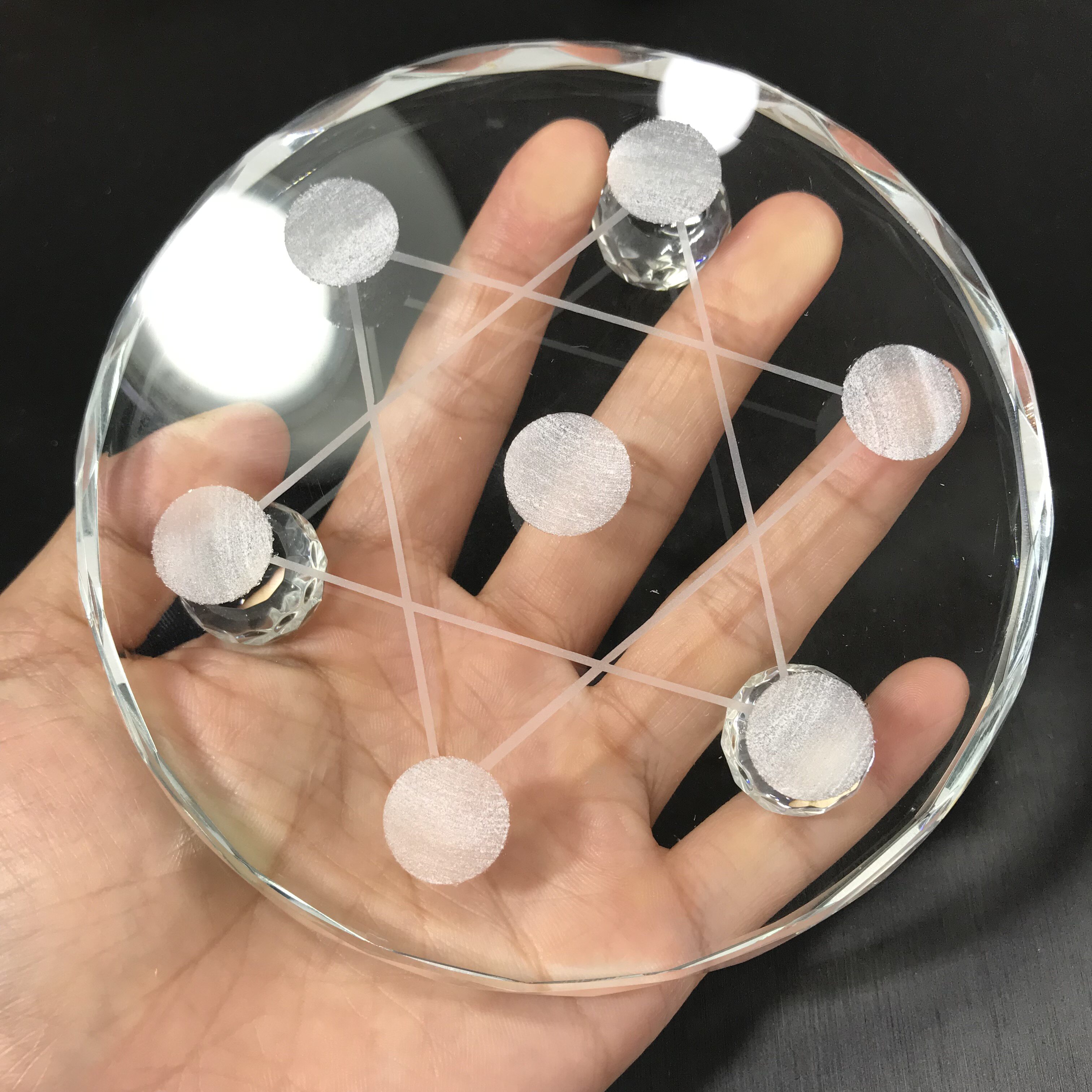 招财摆件旺财_合成水晶七星盘七星阵底盘七星球底座招财旺财摆件人造