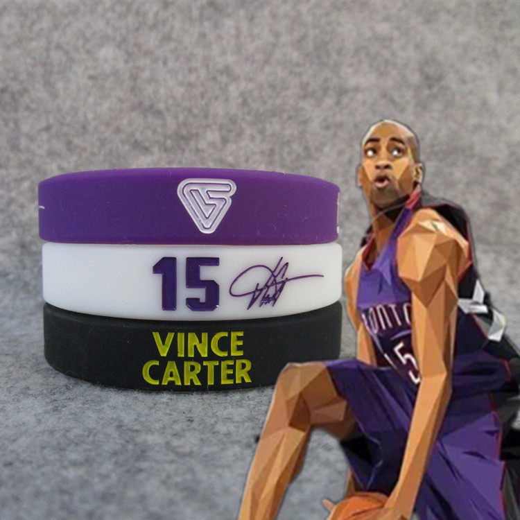 篮球球星文斯·卡特vince carter珍藏签名夜光运动手环 硅胶腕带