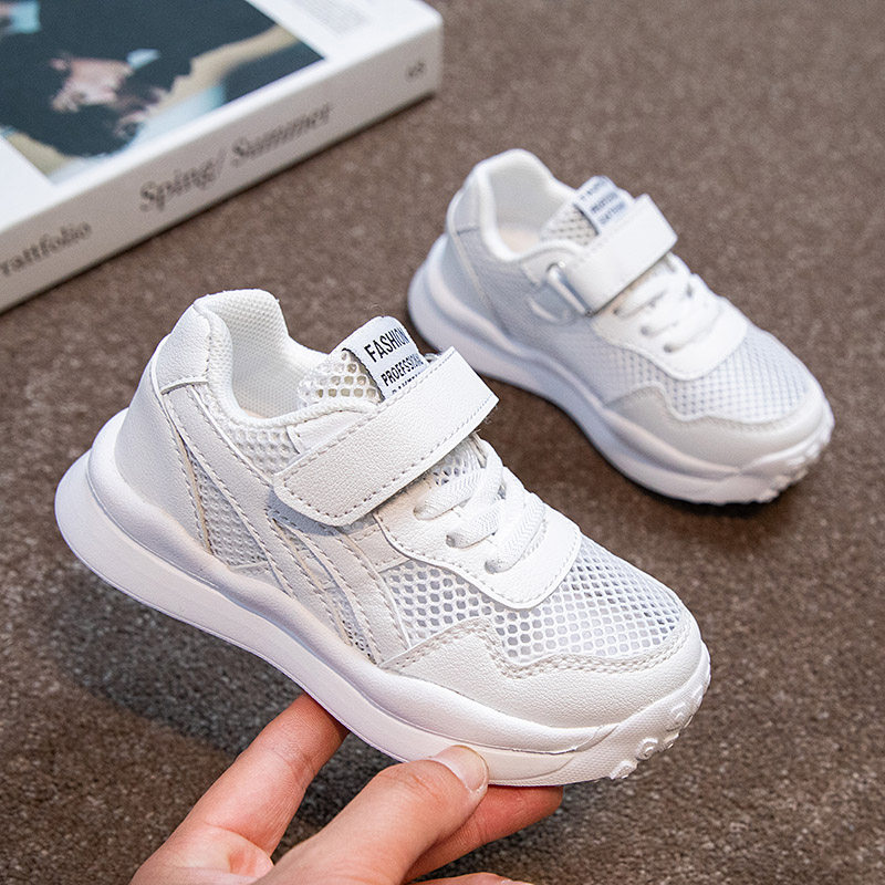 鸿星尓克女童鞋子夏季镂空透气单网鞋中童小白鞋erke儿童运动鞋女
