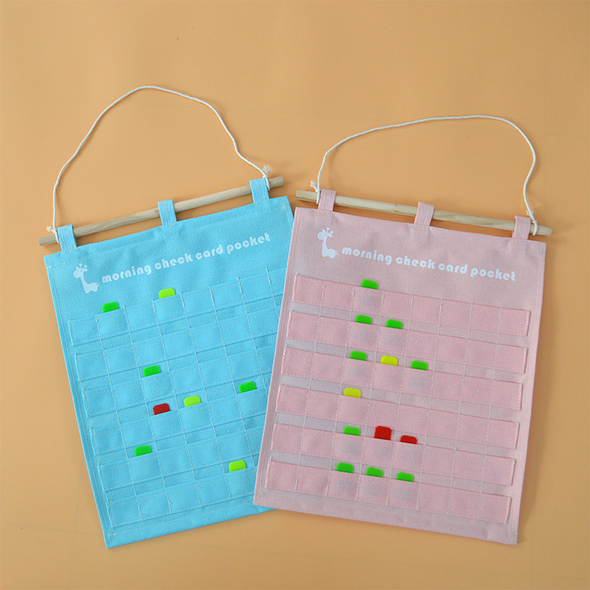 展示防水帆布幼儿园晨检收纳健康康卡老师好帮手收纳挂袋