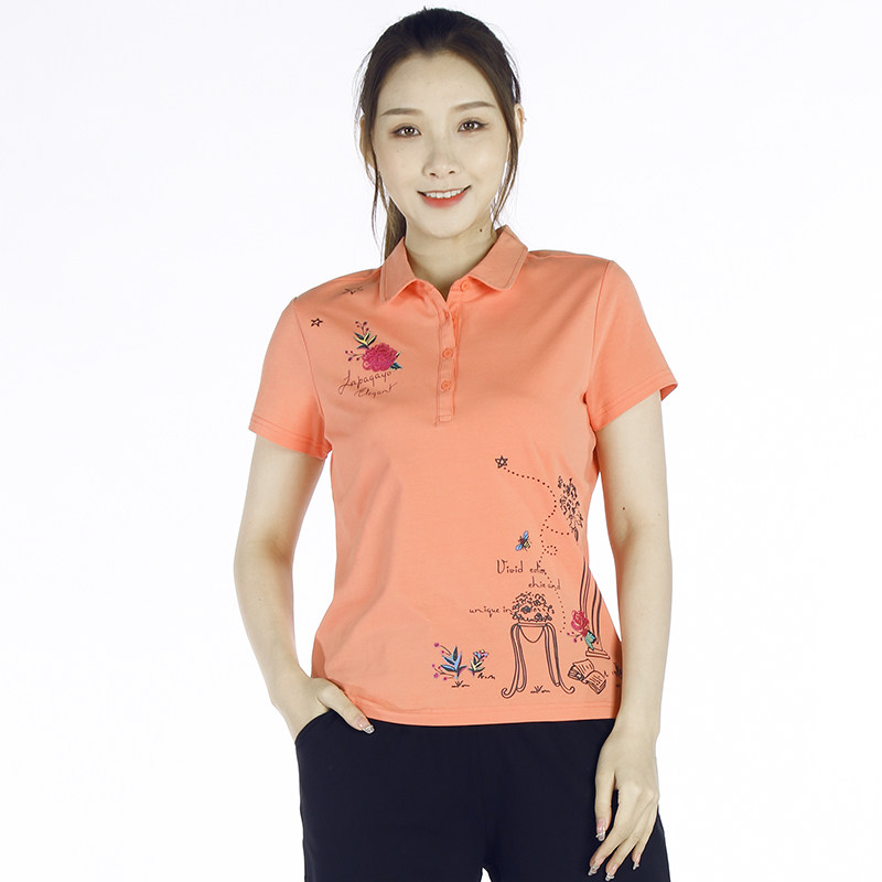 la pagayo拉柏家雅女装针织弹力大码衫polo领修身休闲t恤a0t1228a