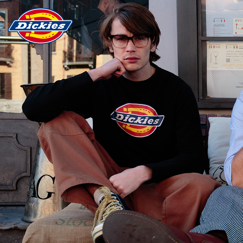 Dickieslogo印花卫衣圆领 毛圈布宽松情侣卫衣男宽松 DK006084