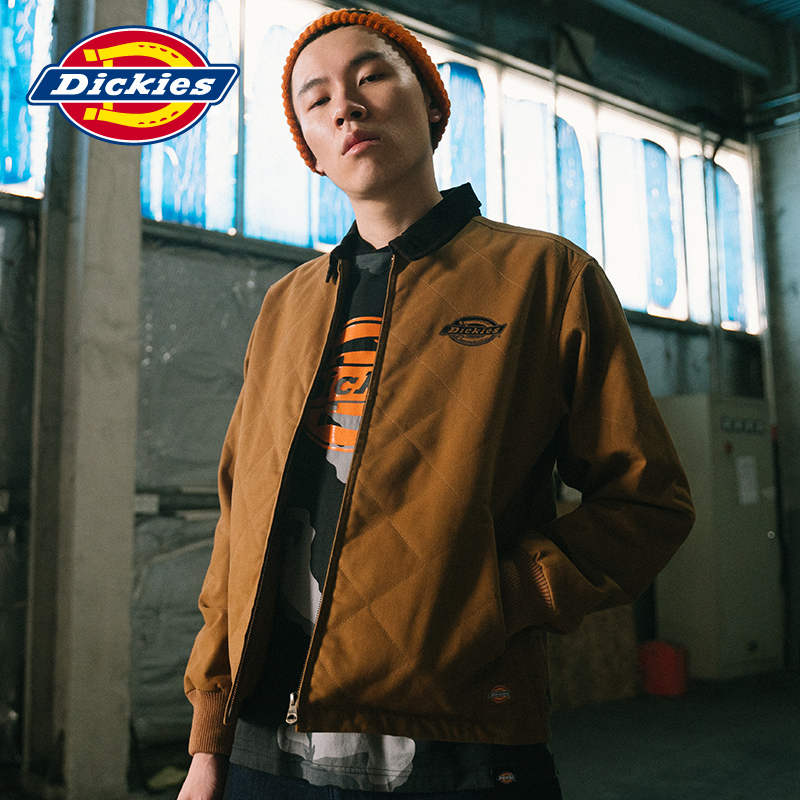 Dickies充棉艾森豪威尔撞色翻领工装厚夹克 男式绣花棉服DK006840