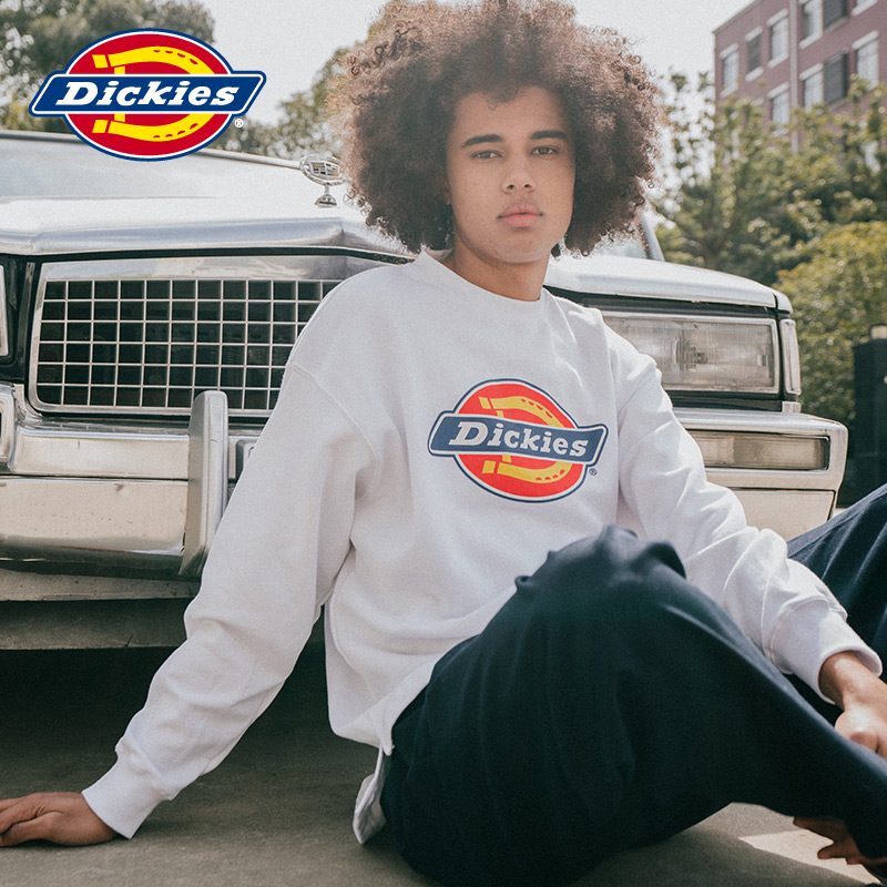 Dickieslogo印花卫衣 男士下摆开叉全棉休闲版圆领卫衣DK006166