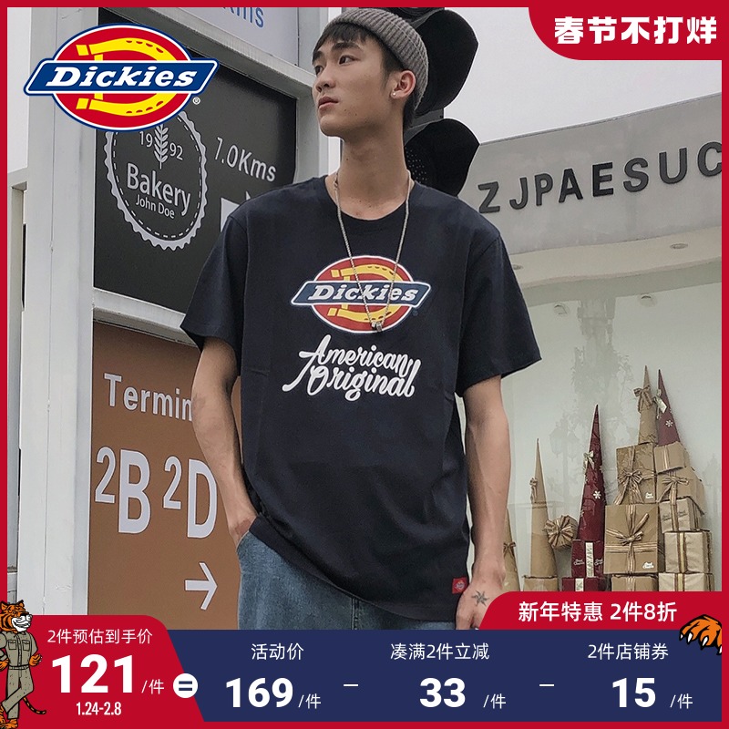 Dickies艺术字印花情侣潮流休闲短袖男 夏2021新品设计感T恤7087