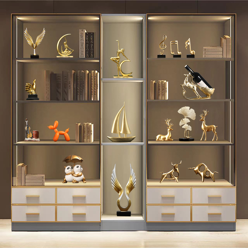 现代简约轻奢高档客厅酒柜装饰品摆件家居饰品办公室书柜套装摆设