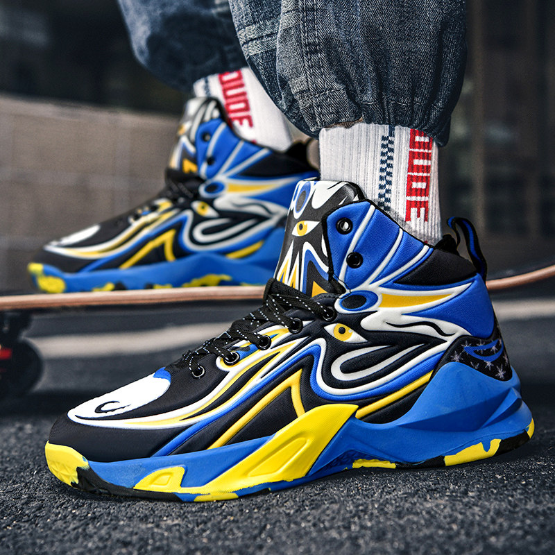 篮球鞋男鞋夏季透气复古京剧脸谱减震防滑运动实战球鞋青少年国潮