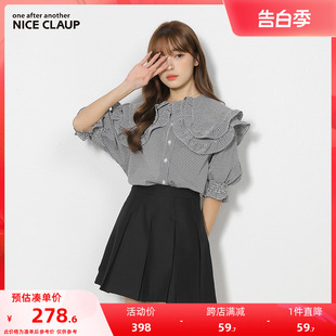 Nice Claup22夏新款日系复古可爱小个子娃娃领纯棉衬衫151300340C