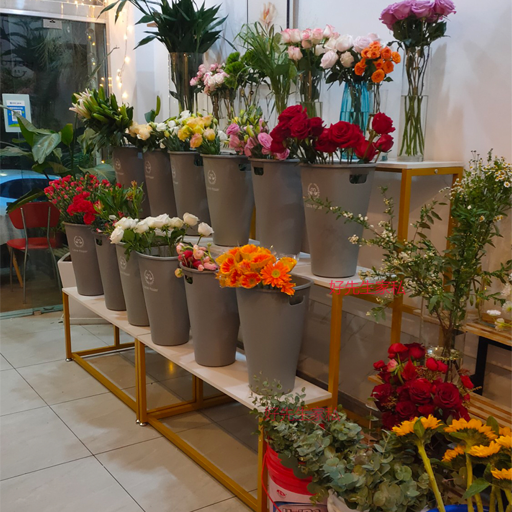 花店展示架_花架阳台置物架铁艺阶梯室内落地花盆架鲜花店摆花专用
