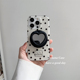 BananaCase韩国ins小众黑色波点磁吸硬壳适用iPhone13苹果14promax手机壳15pro爱心镜子支架12/13pro保护套15