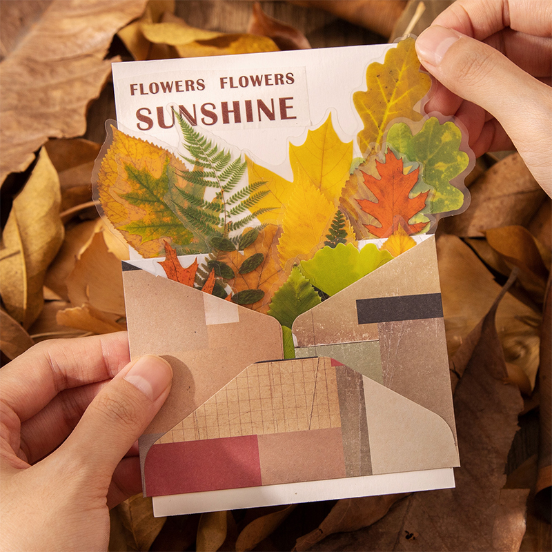 树叶子PET贴纸包叶之四季高颜值手账素材装饰贴透明防水枫叶银杏