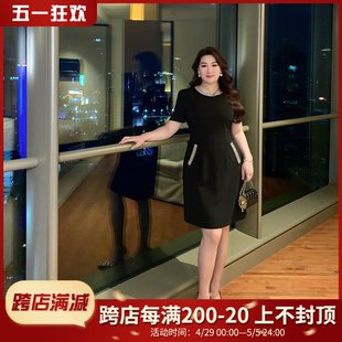 GLEC大码女装夏装2024新款轻奢高级感时尚减龄梨型身材胖mm连衣裙