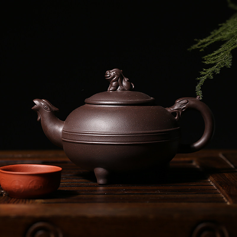 实力陶人 朱亚卫 《龙凤呈祥》老紫泥 宜兴紫砂壶紫砂收藏