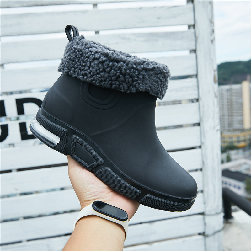 加棉雨鞋男外穿加厚防水鞋胶鞋冬耐磨厨房防滑雨靴加绒保暖可拆卸