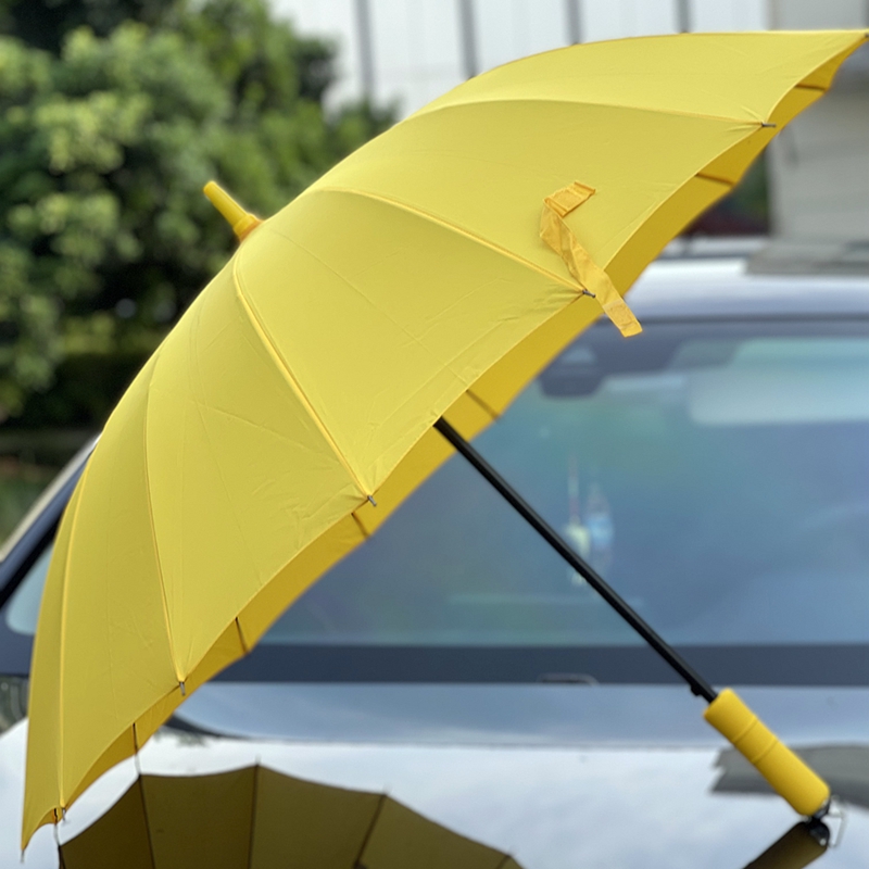 高颜值简约小黄伞创意黄色雨伞抗风男女优质16骨长柄伞自动晴雨伞
