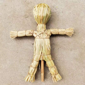 艺术稻草挂件节日卡通制作稻草人装饰复古手工编织风铃人物工艺品