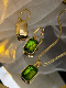 法式宫廷复古风祖母绿色宝石耳环银针轻奢镀24K项链高级感