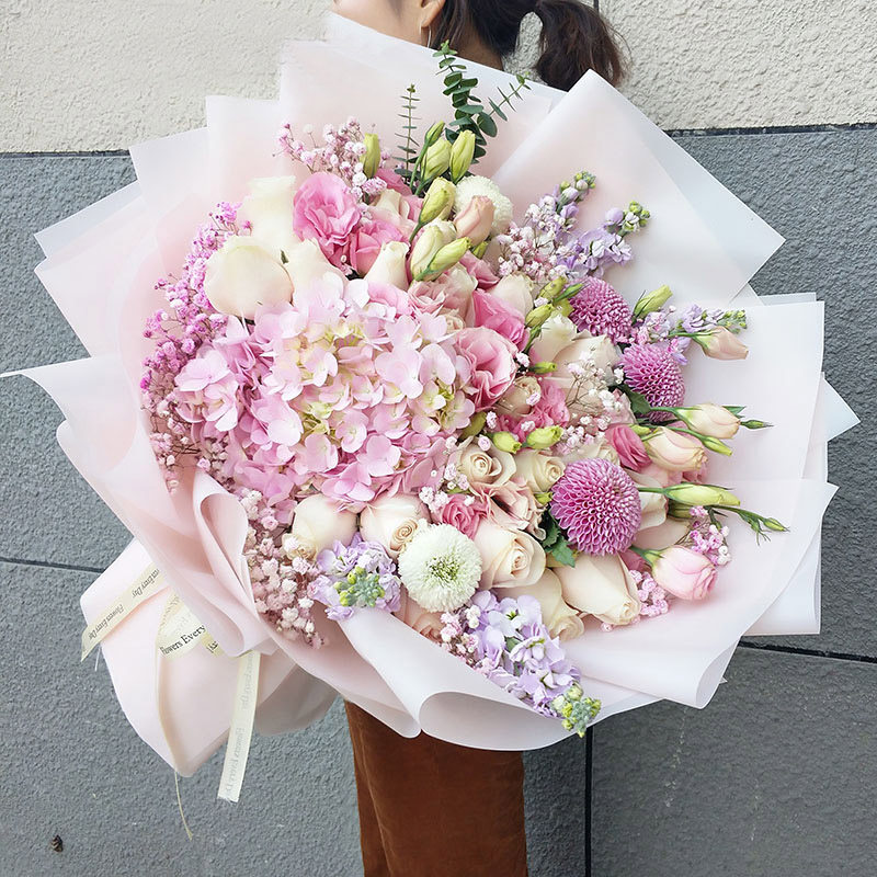 绣球花束玫瑰生日鲜花速递创意韩式天河越秀广州花店同城送花上门