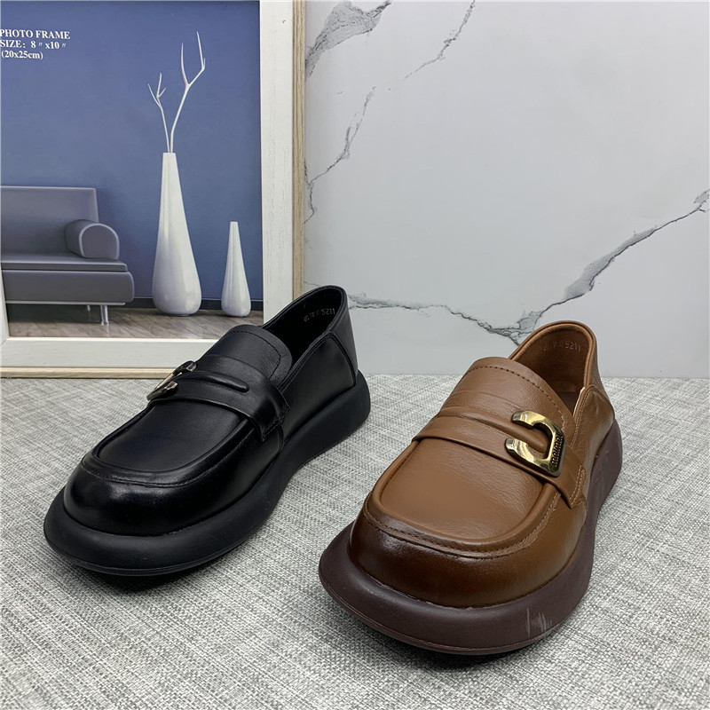 品牌撤柜清仓处理2022秋款女鞋圆头厚底防滑简约外贸鞋女单鞋皮鞋