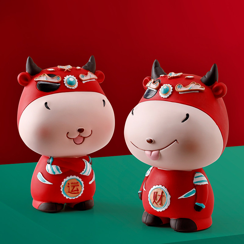 招财牛现代创意客厅装饰品家居小可爱牛年吉祥物摆件新年结婚礼物